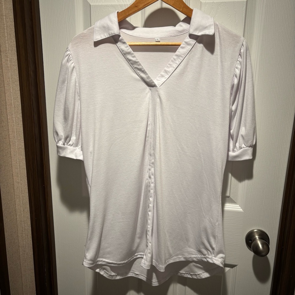 Elegant White Blouse Size Large NWOT